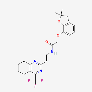 molecular formula C23H26F3N3O3 B2879825 2-((2,2-dimethyl-2,3-dihydrobenzofuran-7-yl)oxy)-N-(2-(4-(trifluoromethyl)-5,6,7,8-tetrahydroquinazolin-2-yl)ethyl)acetamide CAS No. 1396637-45-8