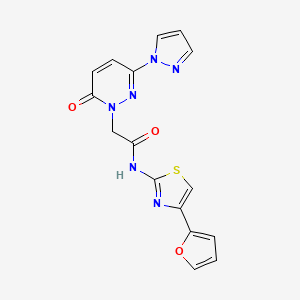 molecular formula C16H12N6O3S B2879831 N-(4-(furan-2-yl)thiazol-2-yl)-2-(6-oxo-3-(1H-pyrazol-1-yl)pyridazin-1(6H)-yl)acetamide CAS No. 1334374-41-2