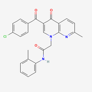molecular formula C25H20ClN3O3 B2879832 2-(3-(4-chlorobenzoyl)-7-methyl-4-oxo-1,8-naphthyridin-1(4H)-yl)-N-(o-tolyl)acetamide CAS No. 894911-36-5