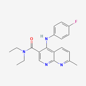 molecular formula C20H21FN4O B2879836 N,N-diethyl-4-[(4-fluorophenyl)amino]-7-methyl-1,8-naphthyridine-3-carboxamide CAS No. 1251597-73-5