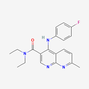 B2879836 N,N-diethyl-4-((4-fluorophenyl)amino)-7-methyl-1,8-naphthyridine-3-carboxamide CAS No. 1251597-73-5