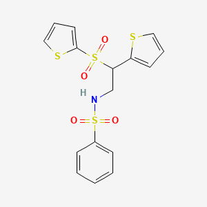 molecular formula C16H15NO4S4 B2879840 N-[2-(2-thienyl)-2-(2-thienylsulfonyl)ethyl]benzenesulfonamide CAS No. 896348-48-4