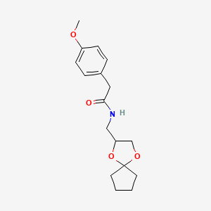 molecular formula C17H23NO4 B2879846 N-(1,4-dioxaspiro[4.4]nonan-2-ylmethyl)-2-(4-methoxyphenyl)acetamide CAS No. 899958-30-6