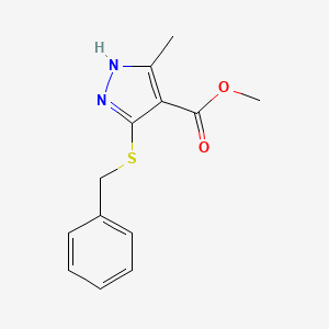 molecular formula C13H14N2O2S B2879851 methyl 5-(benzylsulfanyl)-3-methyl-1H-pyrazole-4-carboxylate CAS No. 73743-53-0