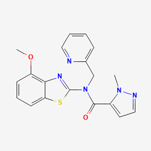 molecular formula C19H17N5O2S B2879863 N-(4-methoxybenzo[d]thiazol-2-yl)-1-methyl-N-(pyridin-2-ylmethyl)-1H-pyrazole-5-carboxamide CAS No. 1209717-14-5