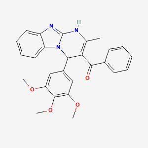 molecular formula C27H25N3O4 B2879866 [2-Methyl-4-(3,4,5-trimethoxyphenyl)-1,4-dihydropyrimido[1,2-a]benzimidazol-3-yl](phenyl)methanone CAS No. 881596-24-3
