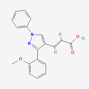 molecular formula C19H16N2O3 B2879875 3-[3-(2-甲氧基苯基)-1-苯基-1H-吡唑-4-基]丙-2-烯酸 CAS No. 956363-45-4