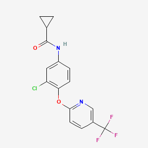 molecular formula C16H12ClF3N2O2 B2879876 N-(3-Chloro-4-((5-(trifluoromethyl)-2-pyridinyl)oxy)phenyl)cyclopropanecarboxamide CAS No. 338962-08-6