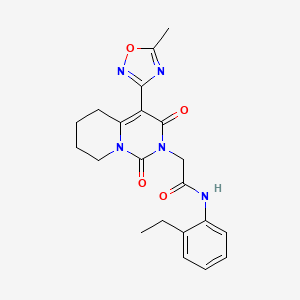 molecular formula C21H23N5O4 B2879885 N-(2-ethylphenyl)-2-[4-(5-methyl-1,2,4-oxadiazol-3-yl)-1,3-dioxo-1H,2H,3H,5H,6H,7H,8H-pyrido[1,2-c]pyrimidin-2-yl]acetamide CAS No. 1775336-96-3