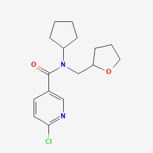 molecular formula C16H21ClN2O2 B2879909 6-chloro-N-cyclopentyl-N-[(oxolan-2-yl)methyl]pyridine-3-carboxamide CAS No. 1384658-08-5