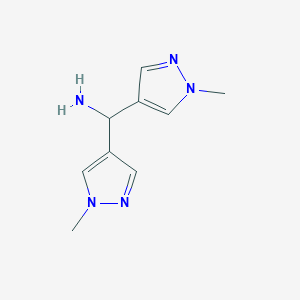 molecular formula C9H13N5 B2879910 bis(1-methyl-1H-pyrazol-4-yl)methanamine CAS No. 1479117-62-8