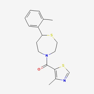molecular formula C17H20N2OS2 B2879912 (4-Methylthiazol-5-yl)(7-(o-tolyl)-1,4-thiazepan-4-yl)methanone CAS No. 1705883-74-4