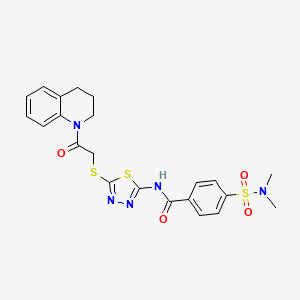 molecular formula C22H23N5O4S3 B2879916 N-(5-((2-(3,4-dihydroquinolin-1(2H)-yl)-2-oxoethyl)thio)-1,3,4-thiadiazol-2-yl)-4-(N,N-dimethylsulfamoyl)benzamide CAS No. 392300-49-1