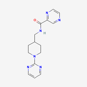 molecular formula C15H18N6O B2879933 N-((1-(pyrimidin-2-yl)piperidin-4-yl)methyl)pyrazine-2-carboxamide CAS No. 1235052-81-9