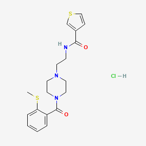 molecular formula C19H24ClN3O2S2 B2879936 N-(2-(4-(2-(methylthio)benzoyl)piperazin-1-yl)ethyl)thiophene-3-carboxamide hydrochloride CAS No. 1351599-23-9
