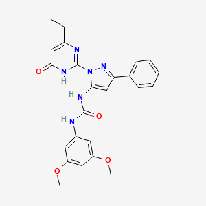 1-(3,5-Dimethoxyphenyl)-3-(1-(4-ethyl-6-oxo-1,6-dihydropyrimidin-2-yl)-3-phenyl-1H-pyrazol-5-yl)urea