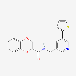 molecular formula C19H16N2O3S B2879947 N-{[5-(thiophen-2-yl)pyridin-3-yl]methyl}-2,3-dihydro-1,4-benzodioxine-2-carboxamide CAS No. 1903092-16-9