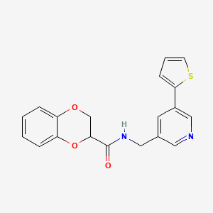 N-((5-(thiophen-2-yl)pyridin-3-yl)methyl)-2,3-dihydrobenzo[b][1,4]dioxine-2-carboxamide