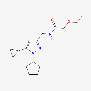 molecular formula C16H25N3O2 B2879949 N-((1-cyclopentyl-5-cyclopropyl-1H-pyrazol-3-yl)methyl)-2-ethoxyacetamide CAS No. 1448126-56-4