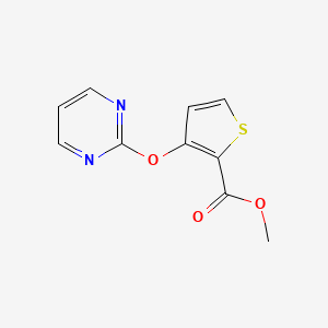 molecular formula C10H8N2O3S B2879952 Methyl 3-(2-pyrimidinyloxy)-2-thiophenecarboxylate CAS No. 339105-43-0