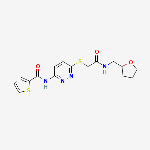 molecular formula C16H18N4O3S2 B2879963 N-(6-((2-oxo-2-(((tetrahydrofuran-2-yl)methyl)amino)ethyl)thio)pyridazin-3-yl)thiophene-2-carboxamide CAS No. 1021107-58-3