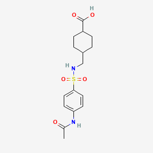 molecular formula C16H22N2O5S B2879980 4-[({[4-(Acetylamino)phenyl]sulfonyl}amino)methyl]cyclohexanecarboxylic acid CAS No. 301827-49-6
