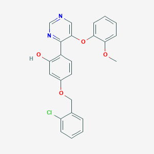 molecular formula C24H19ClN2O4 B2879981 5-[(2-氯苯基)甲氧基]-2-[5-(2-甲氧基苯氧基)嘧啶-4-基]苯酚 CAS No. 904005-70-5