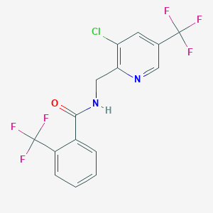 molecular formula C15H9ClF6N2O B2879982 N-{[3-chloro-5-(trifluoromethyl)pyridin-2-yl]methyl}-2-(trifluoromethyl)benzamide CAS No. 239109-95-6