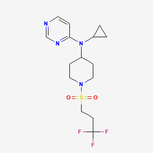 molecular formula C15H21F3N4O2S B2879989 N-cyclopropyl-N-[1-(3,3,3-trifluoropropanesulfonyl)piperidin-4-yl]pyrimidin-4-amine CAS No. 2380145-20-8