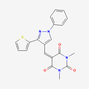 1,3-Dimethyl-5-[(1-phenyl-3-thiophen-2-ylpyrazol-4-yl)methylidene]-1,3-diazinane-2,4,6-trione