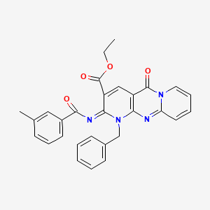 molecular formula C29H24N4O4 B2879999 ethyl 7-benzyl-6-(3-methylbenzoyl)imino-2-oxo-1,7,9-triazatricyclo[8.4.0.03,8]tetradeca-3(8),4,9,11,13-pentaene-5-carboxylate CAS No. 534581-23-2