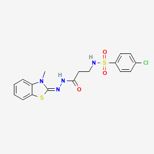 (E)-4-chloro-N-(3-(2-(3-methylbenzo[d]thiazol-2(3H)-ylidene)hydrazinyl)-3-oxopropyl)benzenesulfonamide