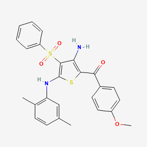 (3-Amino-5-((2,5-dimethylphenyl)amino)-4-(phenylsulfonyl)thiophen-2-yl)(4-methoxyphenyl)methanone