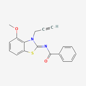 molecular formula C18H14N2O2S B2880007 N-[(2Z)-4-methoxy-3-(prop-2-yn-1-yl)-2,3-dihydro-1,3-benzothiazol-2-ylidene]benzamide CAS No. 868376-77-6