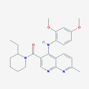 molecular formula C25H30N4O3 B2880039 N-(2,4-dimethoxyphenyl)-3-(2-ethylpiperidine-1-carbonyl)-7-methyl-1,8-naphthyridin-4-amine CAS No. 1251564-69-8