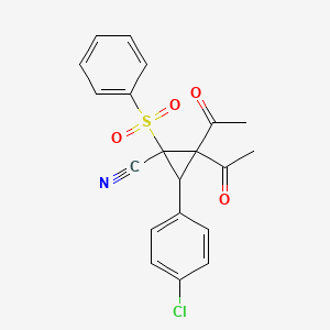 2,2-Diacetyl-1-(benzenesulfonyl)-3-(4-chlorophenyl)cyclopropane-1-carbonitrile