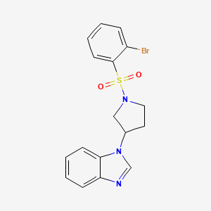 molecular formula C17H16BrN3O2S B2880053 1-(1-((2-bromophenyl)sulfonyl)pyrrolidin-3-yl)-1H-benzo[d]imidazole CAS No. 2097925-40-9