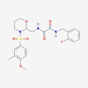 molecular formula C22H26FN3O6S B2880056 N'-[(2-fluorophenyl)methyl]-N-{[3-(4-methoxy-3-methylbenzenesulfonyl)-1,3-oxazinan-2-yl]methyl}ethanediamide CAS No. 872986-45-3