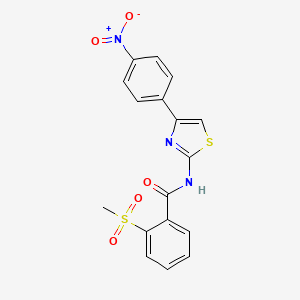 molecular formula C17H13N3O5S2 B2880059 2-(methylsulfonyl)-N-(4-(4-nitrophenyl)thiazol-2-yl)benzamide CAS No. 898451-93-9