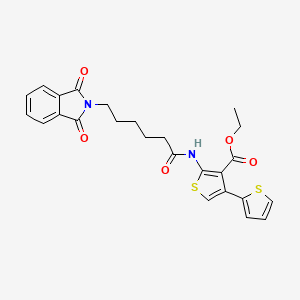 molecular formula C25H24N2O5S2 B2880075 ethyl 5'-[6-(1,3-dioxo-2,3-dihydro-1H-isoindol-2-yl)hexanamido]-[2,3'-bithiophene]-4'-carboxylate CAS No. 462064-20-6
