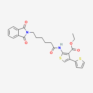 molecular formula C25H24N2O5S2 B2880075 Ethyl 2-[6-(1,3-dioxoisoindol-2-yl)hexanoylamino]-4-thiophen-2-ylthiophene-3-carboxylate CAS No. 462064-20-6
