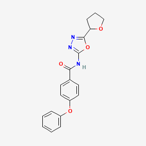 molecular formula C19H17N3O4 B2880077 4-phenoxy-N-(5-(tetrahydrofuran-2-yl)-1,3,4-oxadiazol-2-yl)benzamide CAS No. 921812-60-4