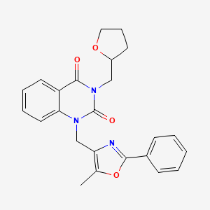 molecular formula C24H23N3O4 B2880096 1-((5-methyl-2-phenyloxazol-4-yl)methyl)-3-((tetrahydrofuran-2-yl)methyl)quinazoline-2,4(1H,3H)-dione CAS No. 1019152-43-2