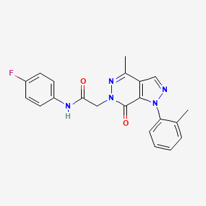 molecular formula C21H18FN5O2 B2880104 N-(4-fluorophenyl)-2-[4-methyl-1-(2-methylphenyl)-7-oxo-1H,6H,7H-pyrazolo[3,4-d]pyridazin-6-yl]acetamide CAS No. 941915-31-7