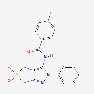 molecular formula C19H17N3O3S B2880114 N-(5,5-dioxido-2-phenyl-4,6-dihydro-2H-thieno[3,4-c]pyrazol-3-yl)-4-methylbenzamide CAS No. 681265-49-6