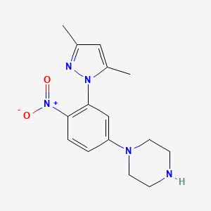 molecular formula C15H19N5O2 B2880136 1-[3-(3,5-dimethyl-1H-pyrazol-1-yl)-4-nitrophenyl]piperazine CAS No. 380552-33-0