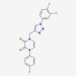 molecular formula C19H12ClF2N5O2 B2880141 1-[[1-(3-Chloro-4-fluorophenyl)triazol-4-yl]methyl]-4-(4-fluorophenyl)pyrazine-2,3-dione CAS No. 2380057-85-0