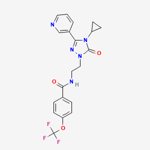molecular formula C20H18F3N5O3 B2880145 N-(2-(4-cyclopropyl-5-oxo-3-(pyridin-3-yl)-4,5-dihydro-1H-1,2,4-triazol-1-yl)ethyl)-4-(trifluoromethoxy)benzamide CAS No. 1795086-63-3