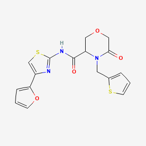 N-(4-(furan-2-yl)thiazol-2-yl)-5-oxo-4-(thiophen-2-ylmethyl)morpholine-3-carboxamide