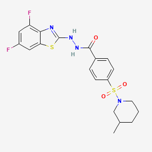 molecular formula C20H20F2N4O3S2 B2880175 N'-(4,6-difluorobenzo[d]thiazol-2-yl)-4-((3-methylpiperidin-1-yl)sulfonyl)benzohydrazide CAS No. 851988-41-5